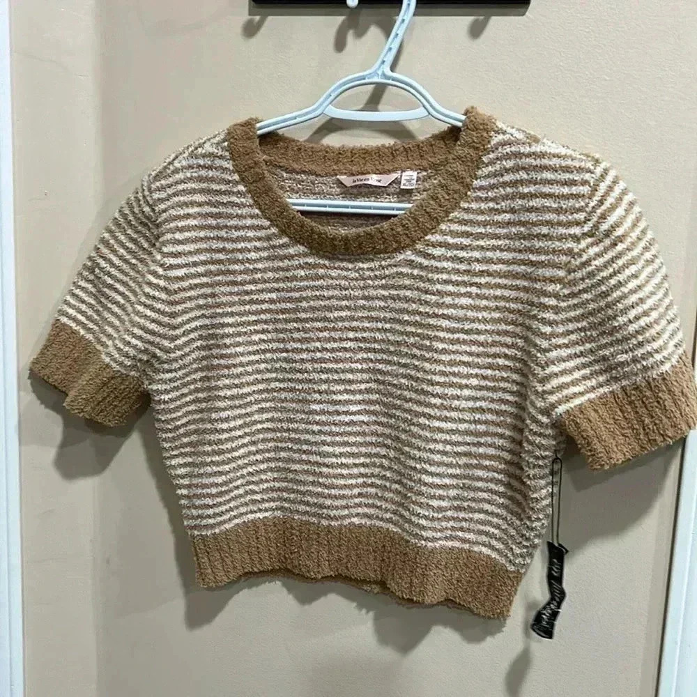 La Vie En Rose Brown and Cream Striped Crop Top